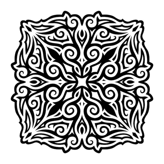 Beautiful monochrome tribal tattoo vector illustration with abstract black vintage pattern isolated on the white background