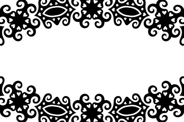 Beautiful monochrome valentines day background with black vintage border and white copy space