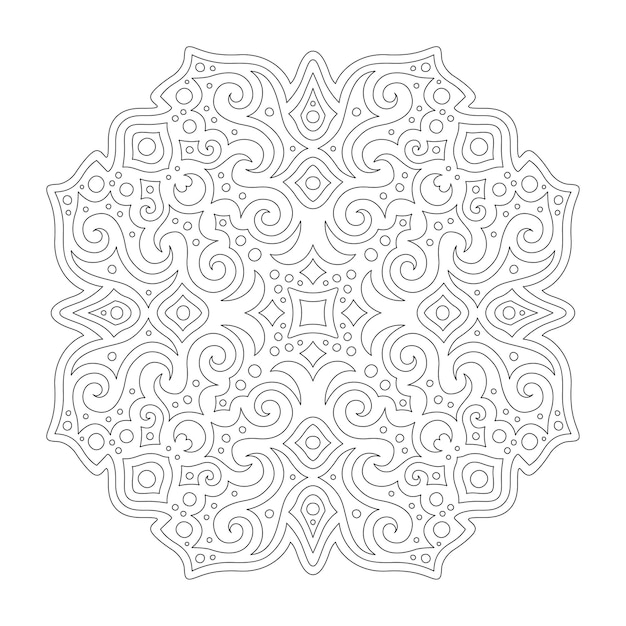 Beautiful monochrome vector illustration for coloring book page with linear vintage pattern