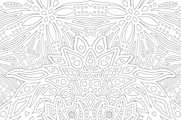 흰색 배경에 추상 선형 패턴으로 성인 색칠하기 책에 대한 아름다운 흑백 벡터 일러스트 레이 션
