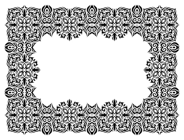 Beautiful monochrome vector illustration with abstract black vintage frame isolated on the white background