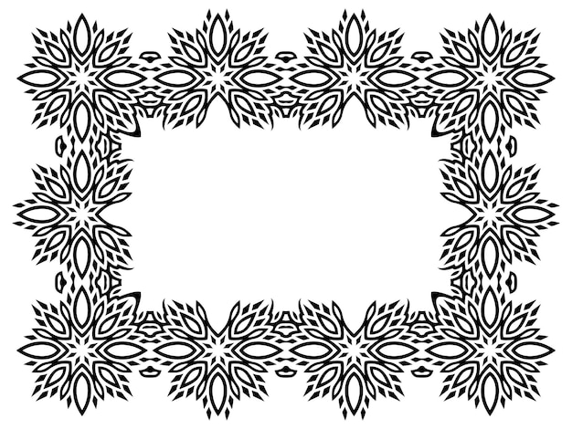 Beautiful monochrome vector illustration with abstract rectangle tribal border isolated on the white background