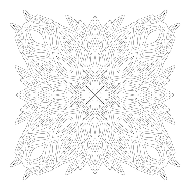 Beautiful monochrome vector linear illustration for adult coloring book page with abstract single pattern isolated on the white background