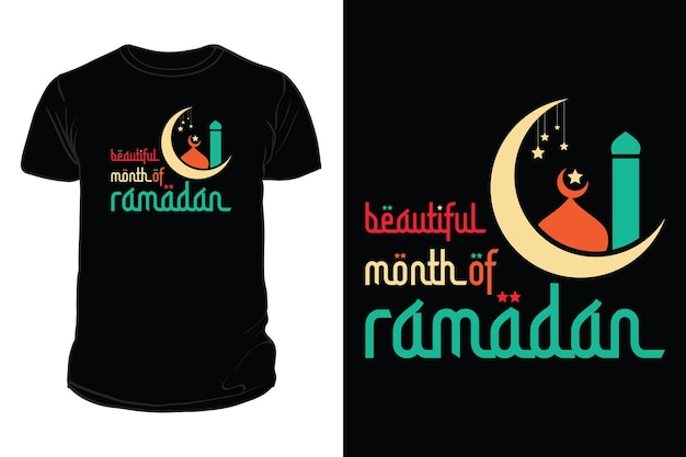 Beautiful month of Ramadan Mubarak typography tshirt design