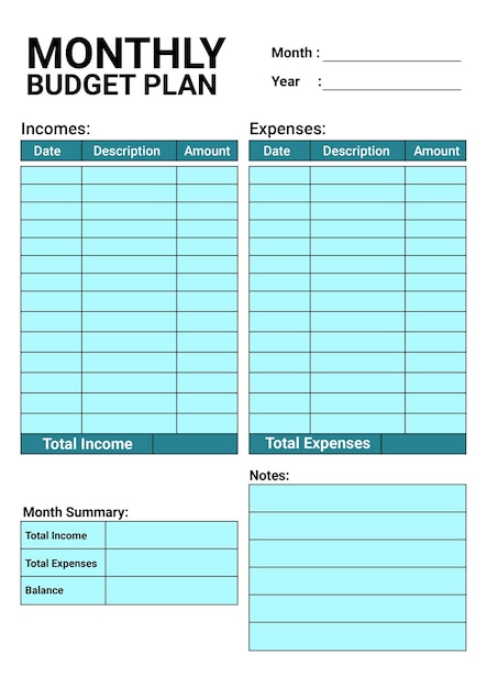 beautiful monthly budget planner