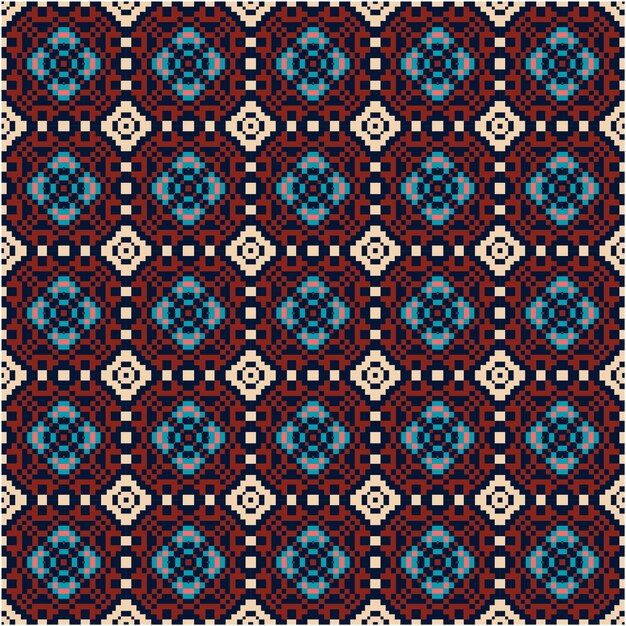 Beautiful mosaic motif pattern with pixel style