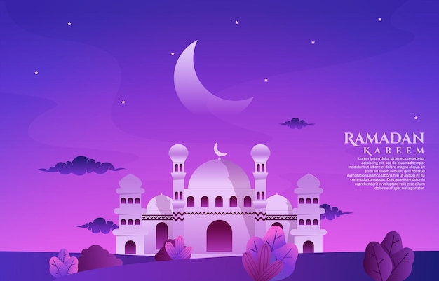 Beautiful mosque ramadan kareem greeting islamic holiday muslim celebration card