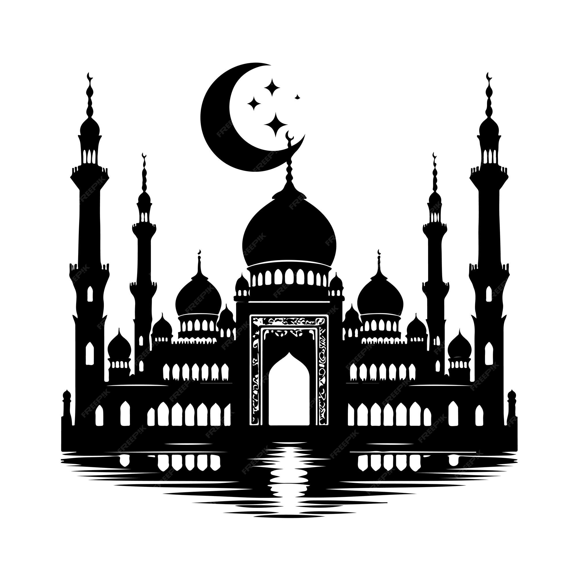 Beautiful mosque vector silhouette | Premium AI-generated vector