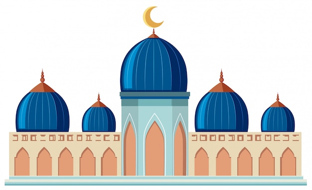 a beautiful mosque on white background
