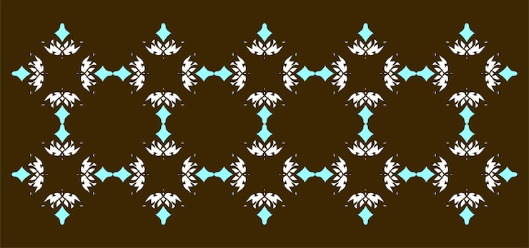 Vector beautiful motif of blue and white with symmetrical brown background