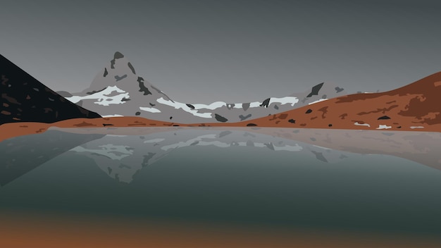 Vector beautiful mountain chain landscape at sundown