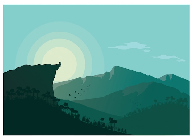 Vector beautiful mountain landscape