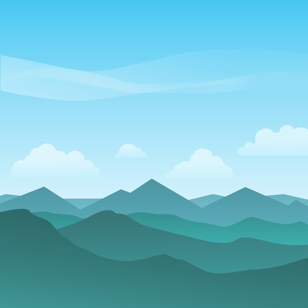 Vector beautiful mountainous landscape background at sunny day