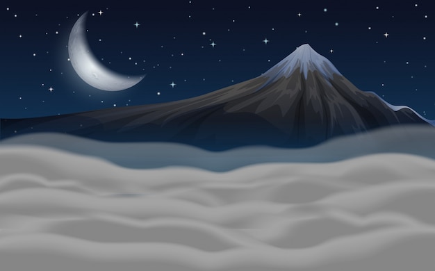 Beautiful moutain scene at night