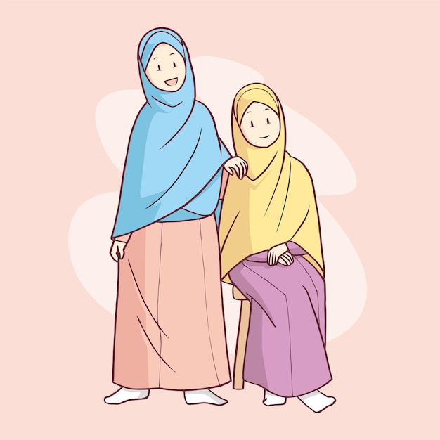 Vector beautiful muslim women in hijab.