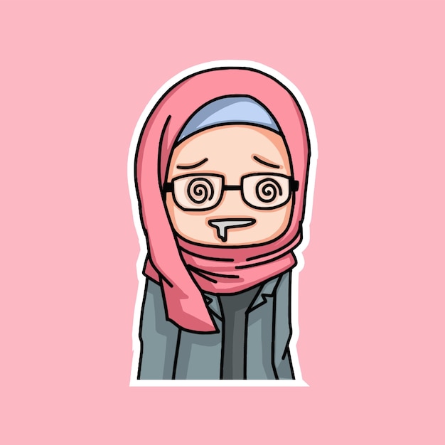 히잡 일러스트를 입은 아름다운 이슬람 여성