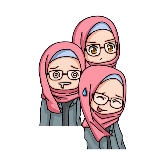 Vector beautiful muslim women wearing hijab illustration