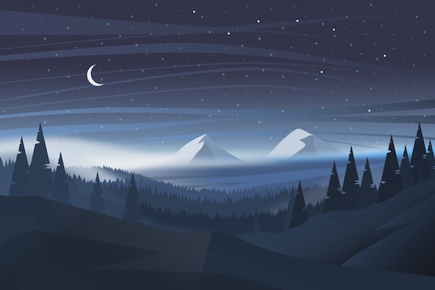 Beautiful natural night landscape background