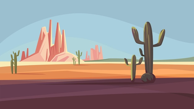 Vector beautiful natural scenery with arizona desert landscape