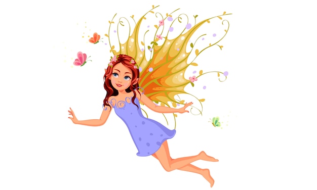 Vector beautiful nature fairy flying