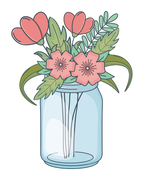 Vector beautiful nature flowers cartoon