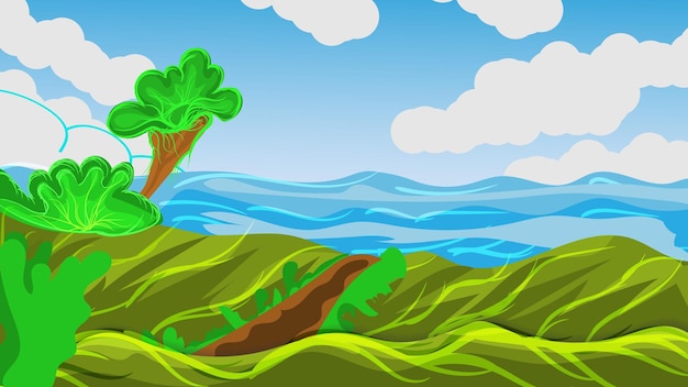 Vector beautiful nature illustration with green grass