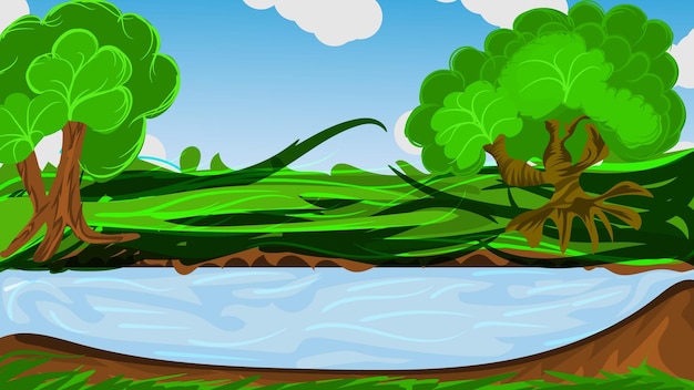 Beautiful nature illustration with green grass