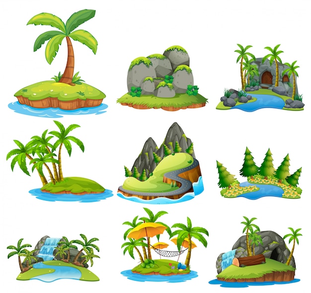 Vector beautiful nature island on white background