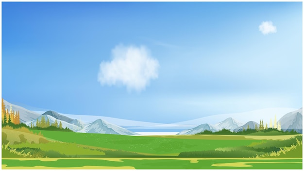 Beautiful nature landscape at summer time for 2d cartoon animation background