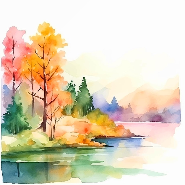 Vector beautiful nature view watercolor paint