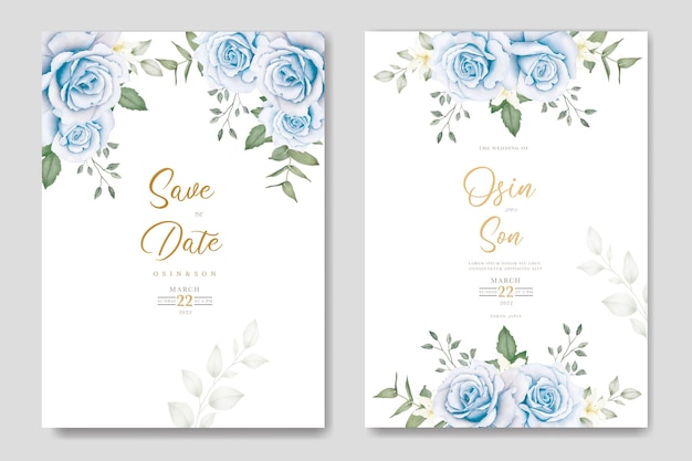 Beautiful navyblue wedding invitation card template