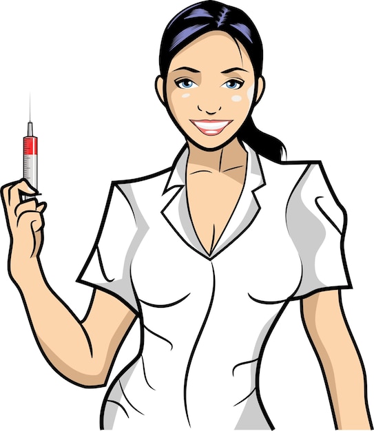 Vector beautiful nurse with an injection