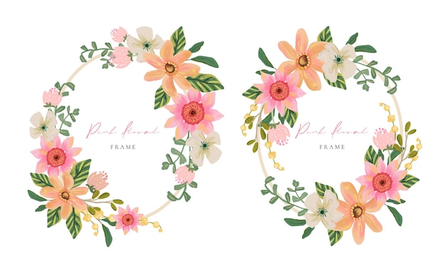 Beautiful orange and pink floral wreath collection