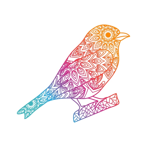 Beautiful ornamental mandala bird illustration