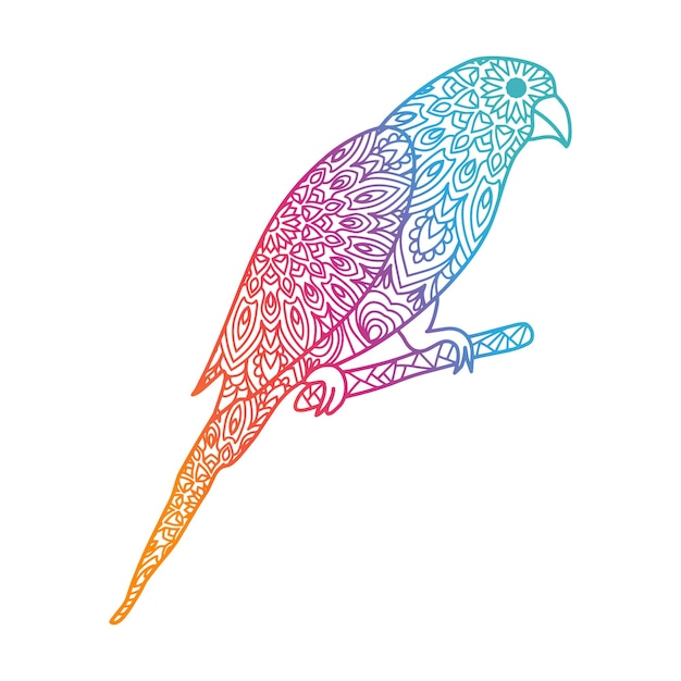 Beautiful ornamental mandala parrot illustration