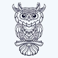 Beautiful owl mandala arts isolated on white background