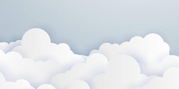 Beautiful paper cut cloud design background vector illustration