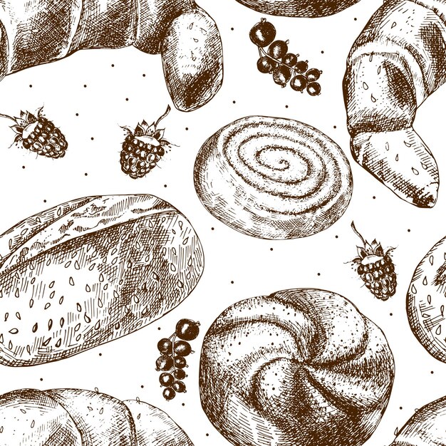 Vector beautiful pattern with fresh pastries