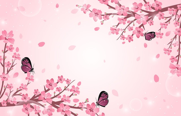 ベクトル 美しい桃の花の花の背景