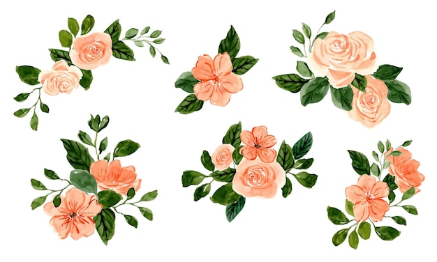 beautiful peach floral arrangement watercolor
