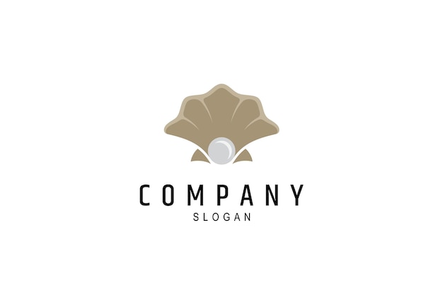 Beautiful pearl logo with shell in luxury and simple design concept