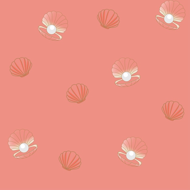 BEAUTIFUL PEARL AND OYSTER SEAMLESS PATTERN FOR TEXTILE PRINT OR WALLPAPER