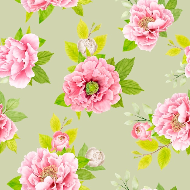 Beautiful peony floral seamless pattern