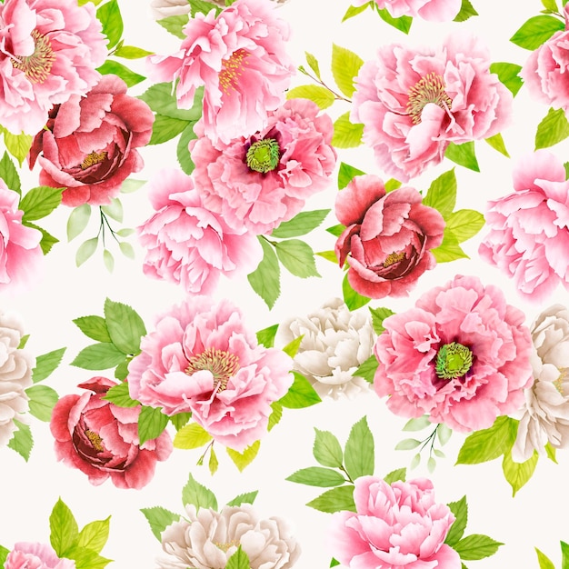 Beautiful peony floral seamless pattern