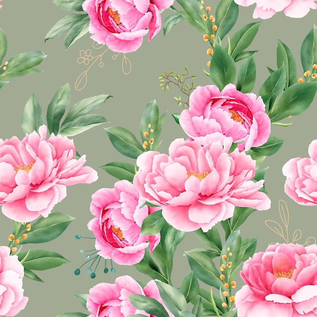 beautiful peony and roses seamless pattern