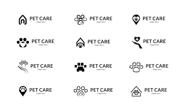 Beautiful pet care symbol set Vector illustration