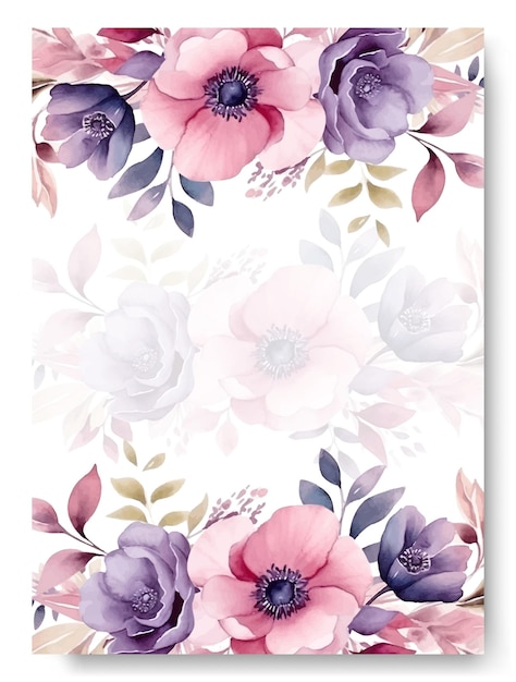 아름다운 분홍색 치자나무 꽃과 나뭇잎 결혼식 초대 카드 세트