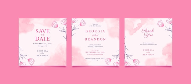 Vector beautiful pink instagram post for wedding