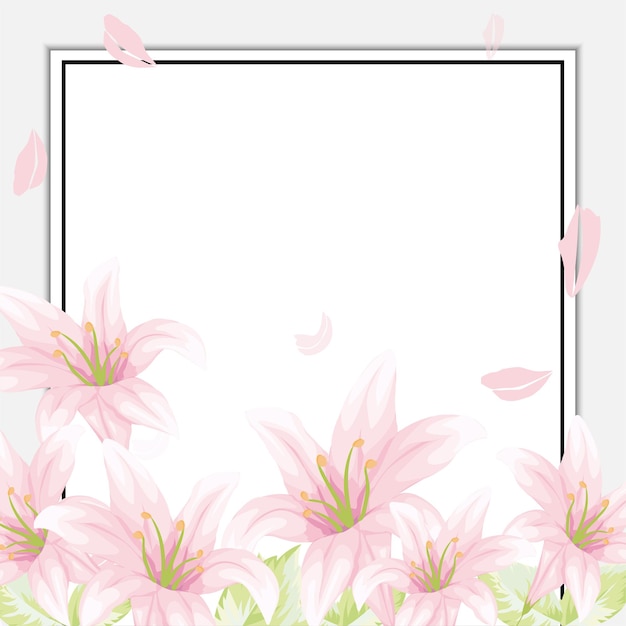 Beautiful pink lilies flower background template