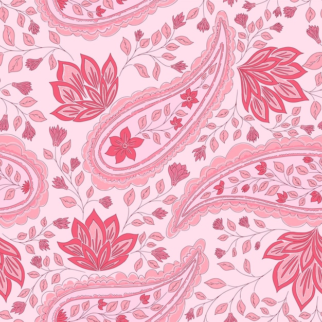 Vettore bellissimo motivo e sfondo rosa paisley